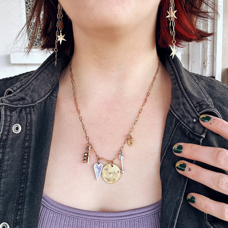 Charm Bar Custom Charm Necklace Paperclip Chain Gold Or Silver