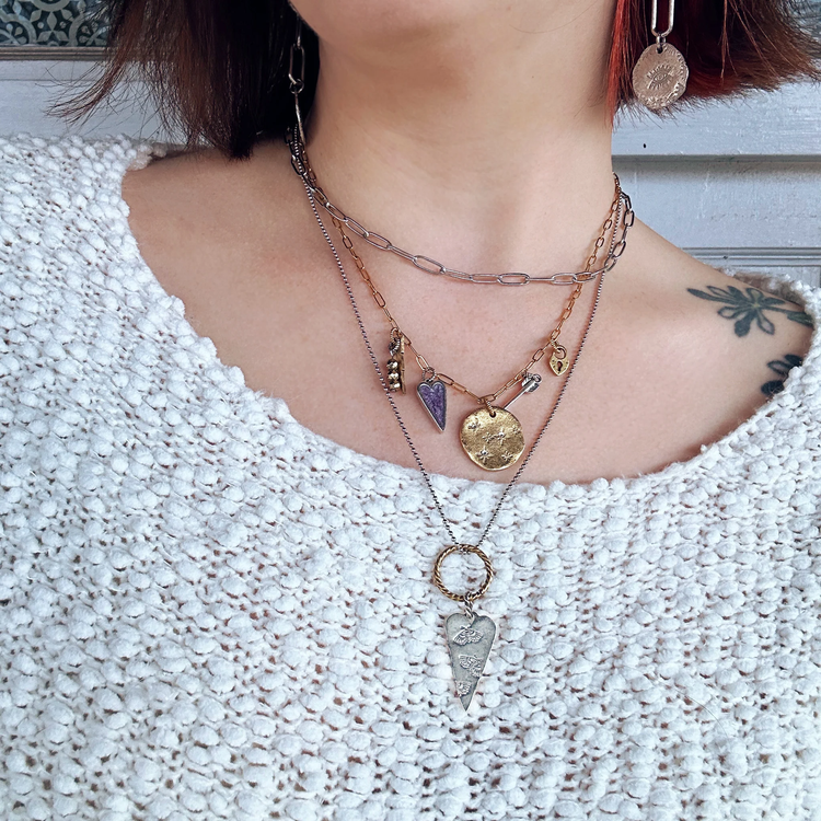 Charm Bar Custom Charm Necklace Paperclip Chain Gold Or Silver