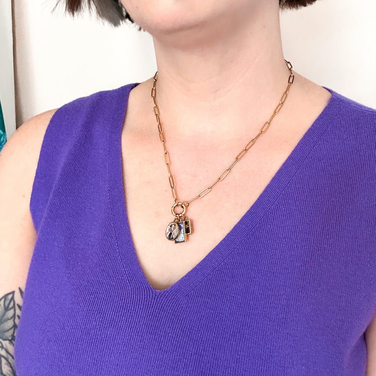 Pet Memorial Custom Photo Charm Necklace Three Charm Holder