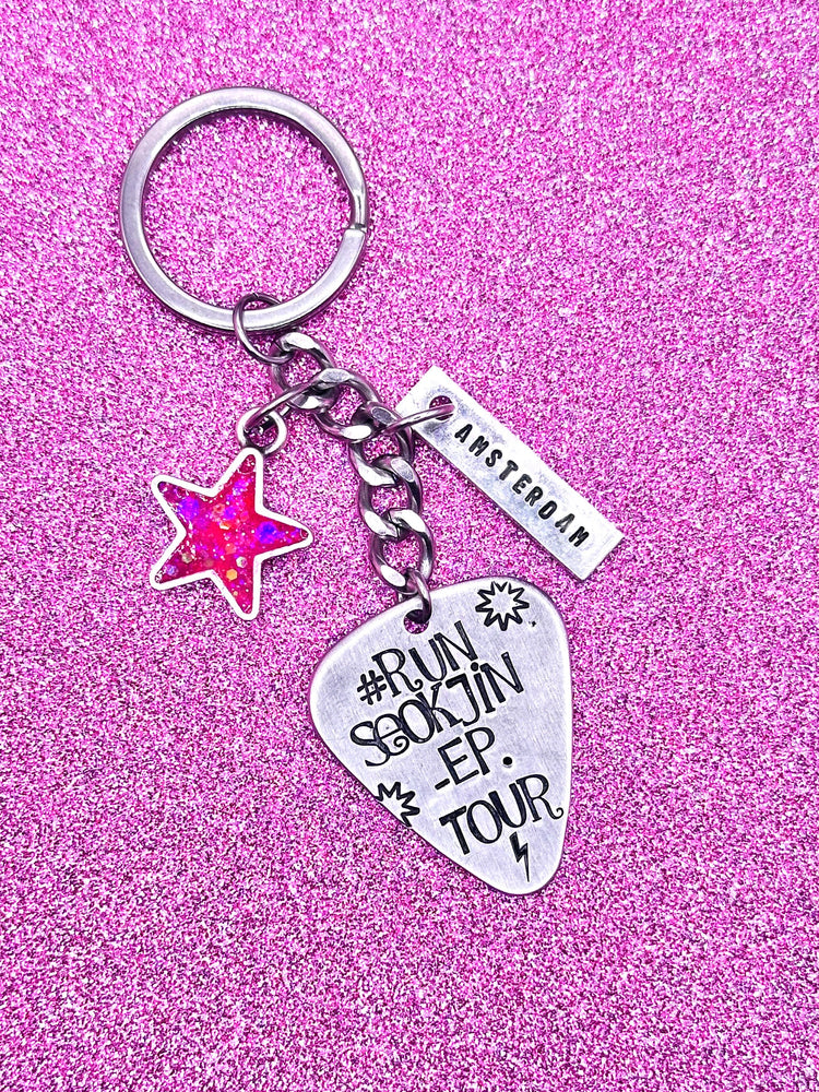 Jin Tour Location Guitar Pick Keychain