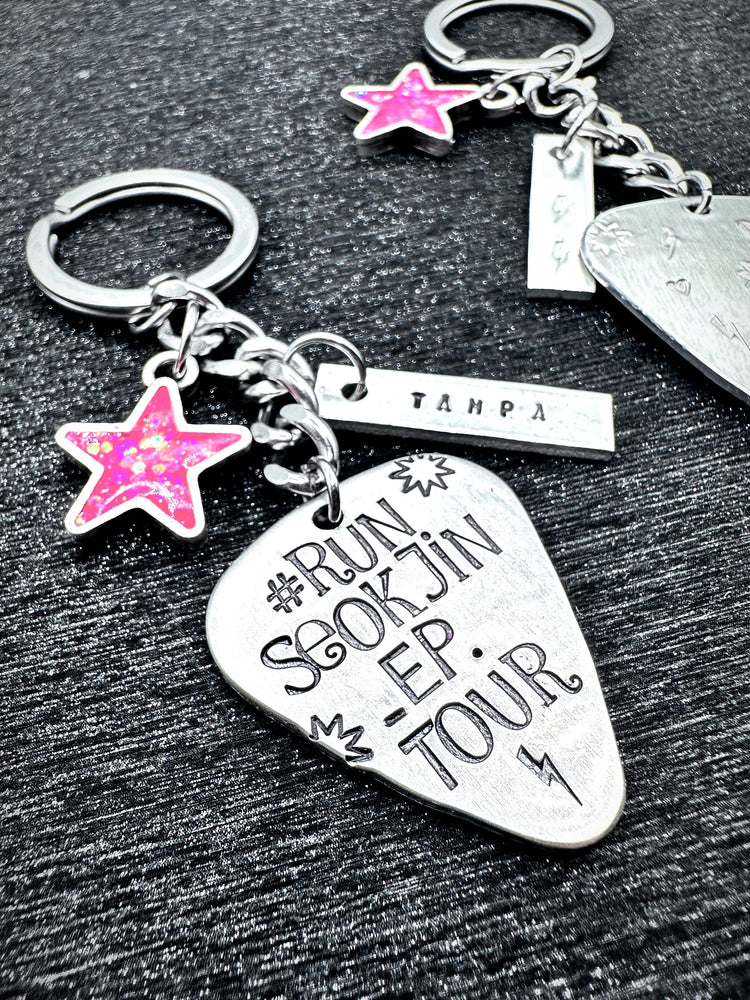 Jin Tour Location Guitar Pick Keychain