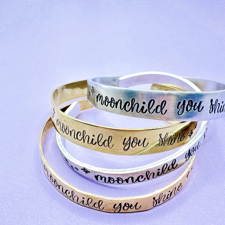 Moonchild You Shine Metal Cuff Bracelet Brass Aluminum Hand Stamped