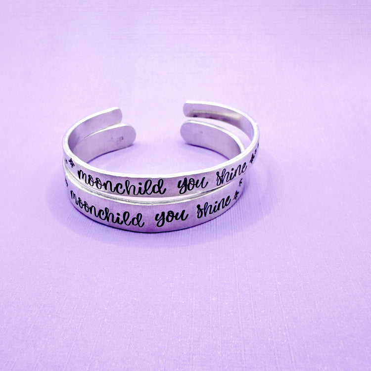 Moonchild You Shine Metal Cuff Bracelet Brass Aluminum Hand Stamped