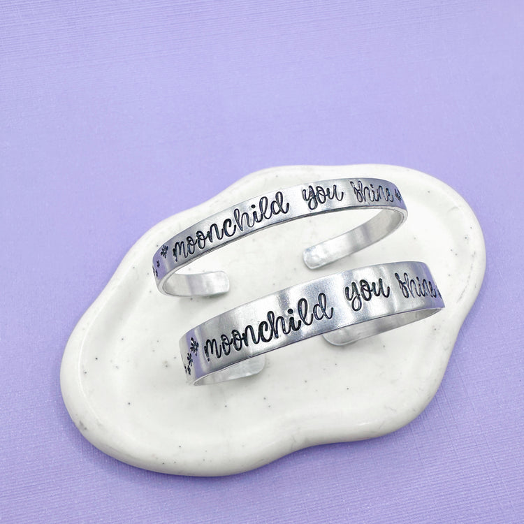 Moonchild You Shine Metal Cuff Bracelet Brass Aluminum Hand Stamped