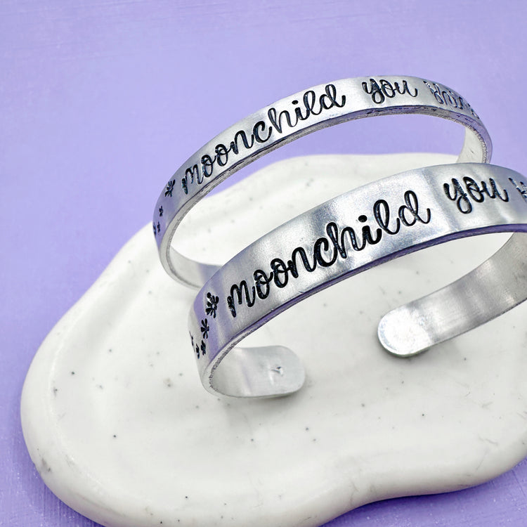 Moonchild You Shine Metal Cuff Bracelet Brass Aluminum Hand Stamped