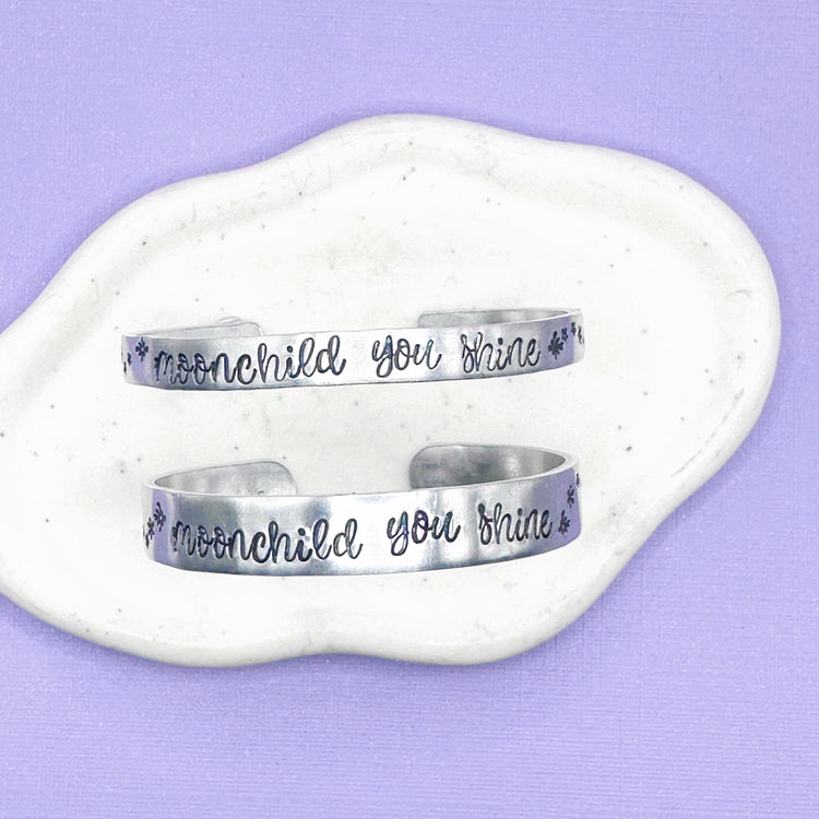 Moonchild You Shine Metal Cuff Bracelet Brass Aluminum Hand Stamped