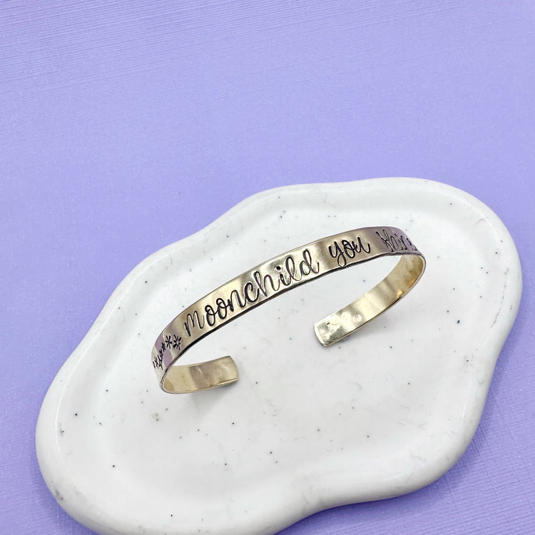 Moonchild You Shine Metal Cuff Bracelet Brass Aluminum Hand Stamped