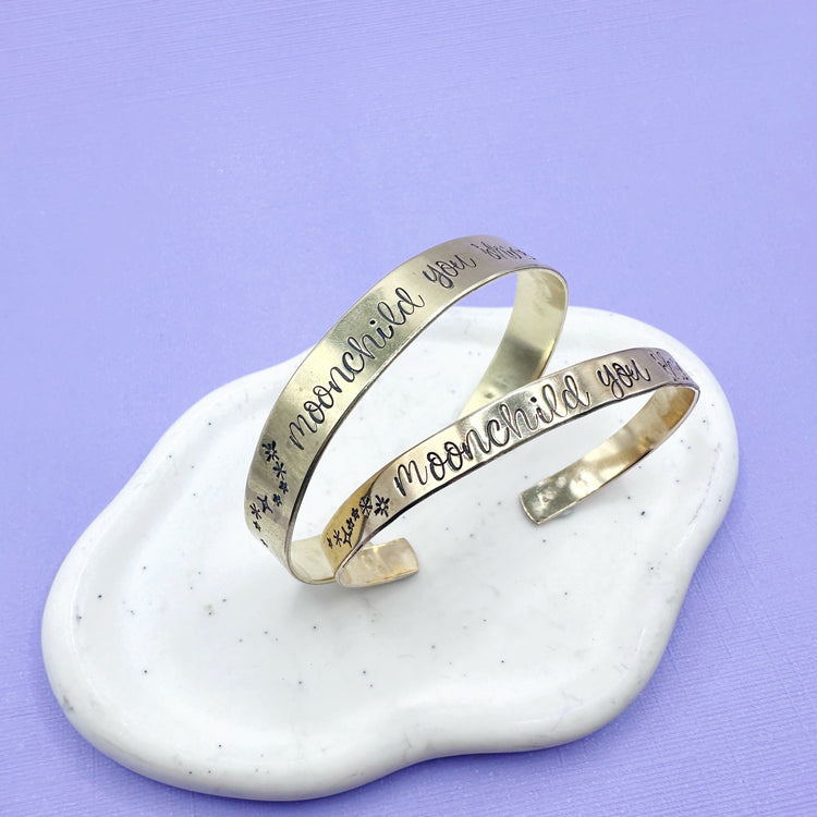 Moonchild You Shine Metal Cuff Bracelet Brass Aluminum Hand Stamped
