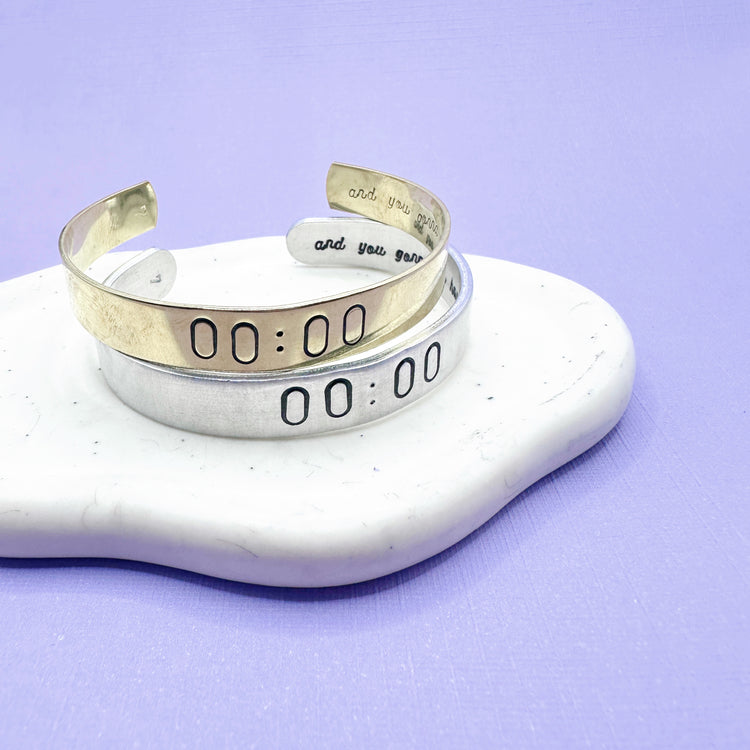 00:00 Zero O'Clock BTS Cuff Bracelet Aluminum Brass Hand Stamped