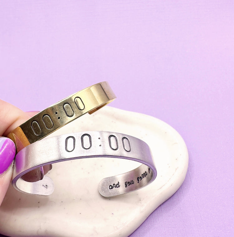 00:00 Zero O'Clock BTS Cuff Bracelet Aluminum Brass Hand Stamped