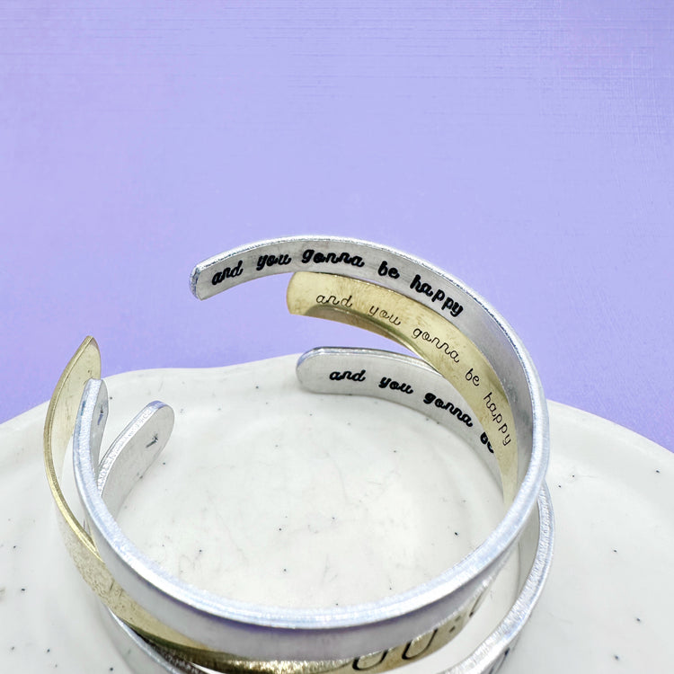 00:00 Zero O'Clock BTS Cuff Bracelet Aluminum Brass Hand Stamped