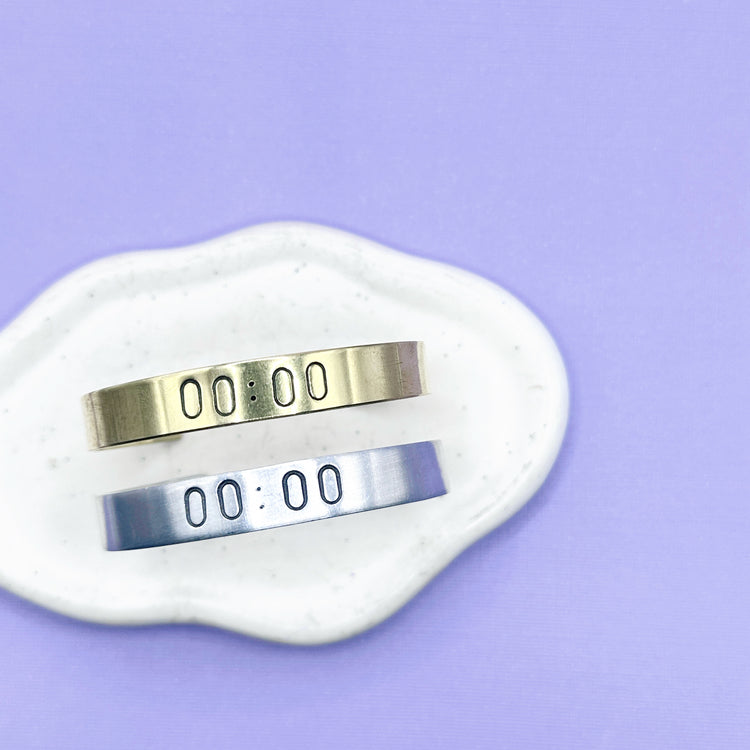00:00 Zero O'Clock BTS Cuff Bracelet Aluminum Brass Hand Stamped