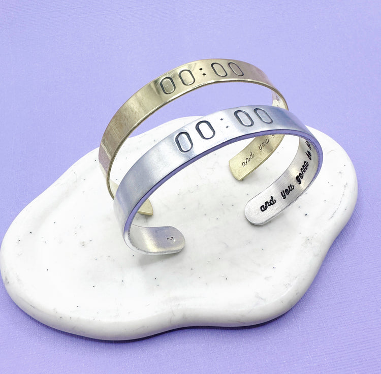 00:00 Zero O'Clock BTS Cuff Bracelet Aluminum Brass Hand Stamped