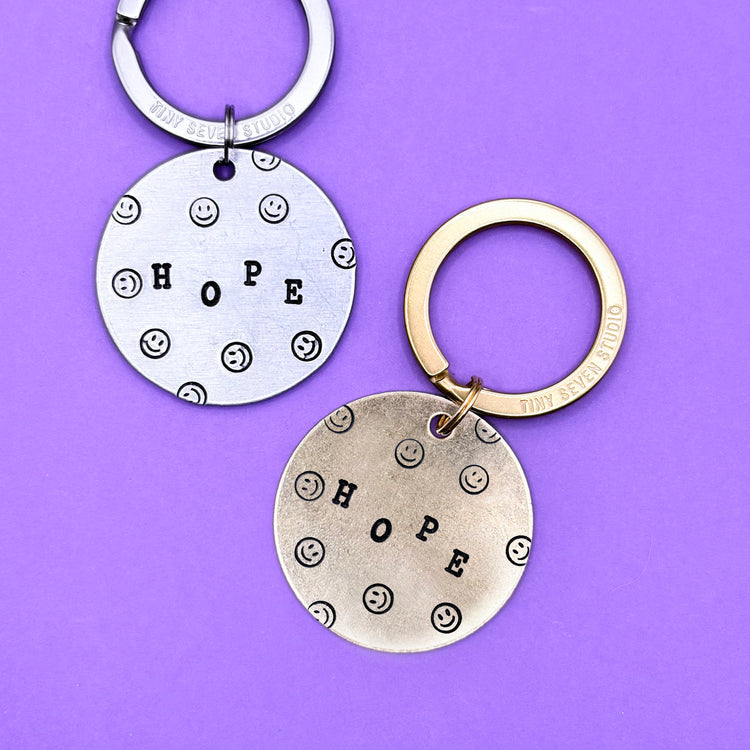 BTS HOPE Hand Stamped Keychain Key Tag Handmade bts ARMY Minimal Subtle Merch