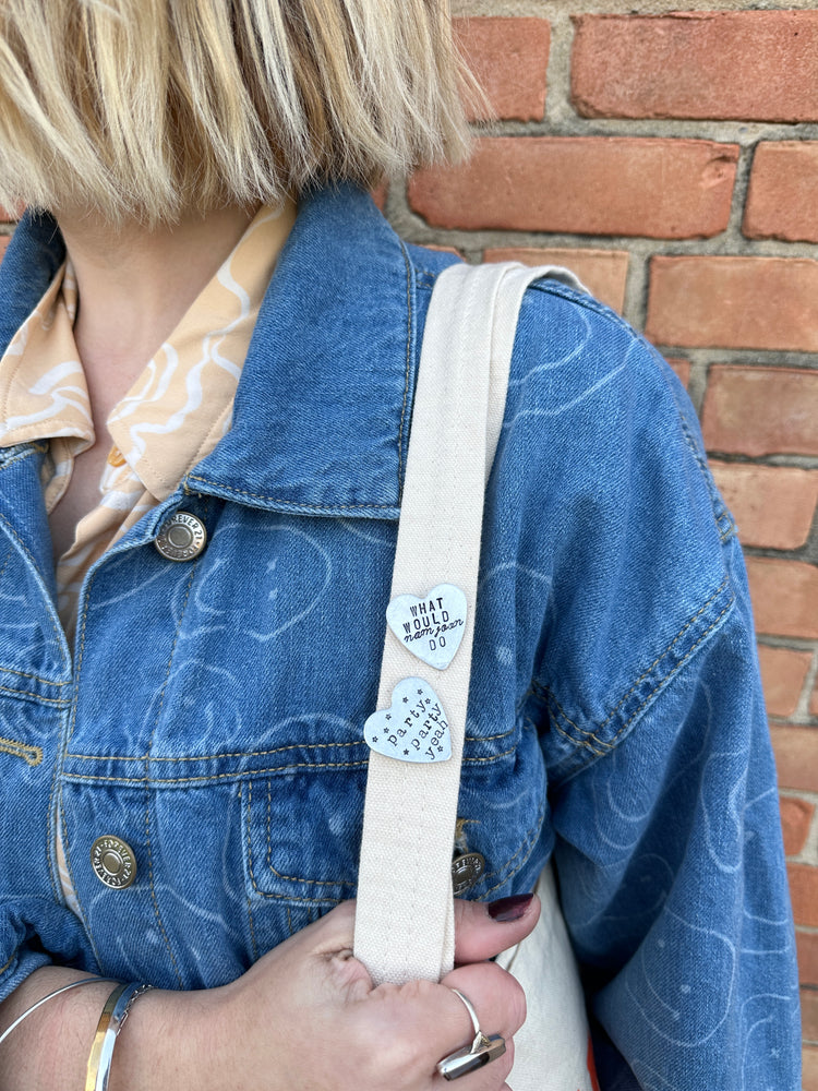 Young Forever Metal Hand Stamped Pin Heart