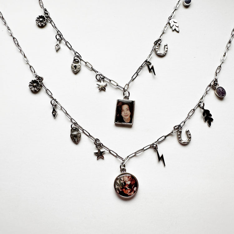 Pet Memorial Custom Photo Tiny Charm Necklace One Charm Paperclip Chain