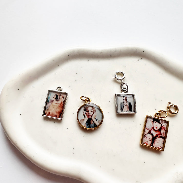 Pet Memorial Custom Photo Charm Necklace Three Charm Holder