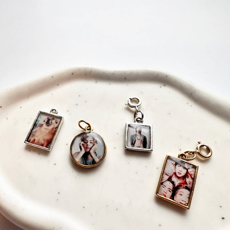 Pet Memorial Custom Photo Tiny Charm Necklace One Charm Paperclip Chain