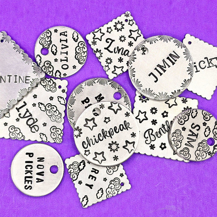 Hand Stamped Pet Tags Custom Dogs Cats Name