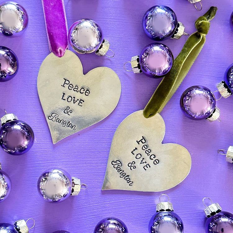 BTS ARMY Peace Love Bangtan Heart Ornament Holiday Christmas Wall Hanging