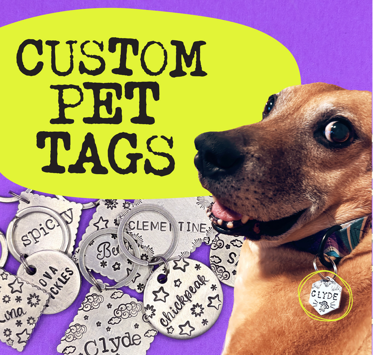 Hand Stamped Pet Tags Custom Dogs Cats Name