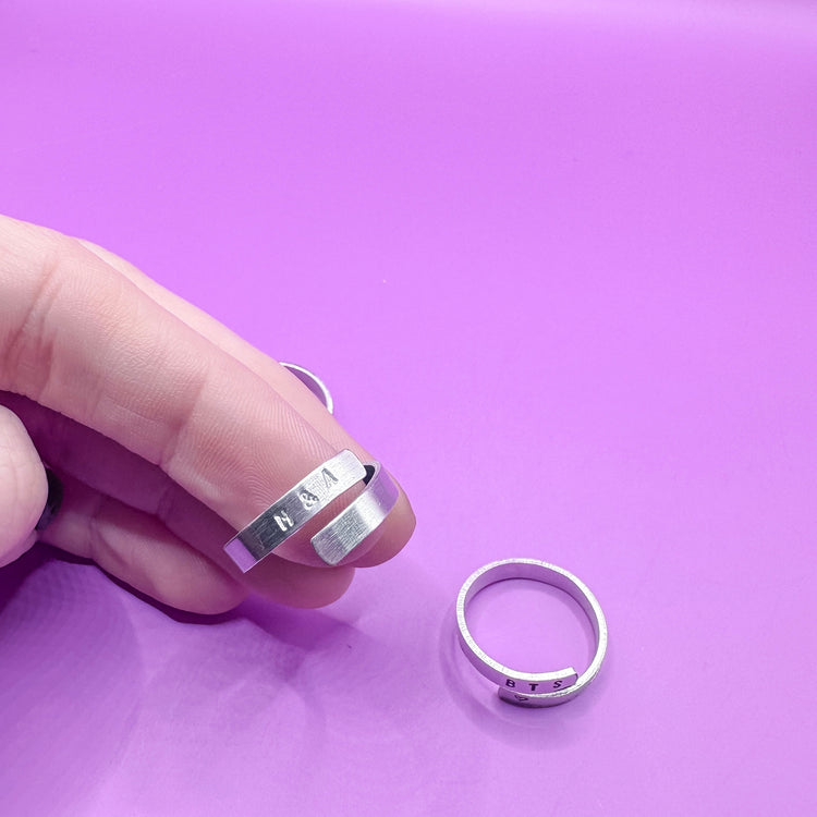 Custom Delicate Initial Silver Aluminum Wrap Ring Gift BTS Merch