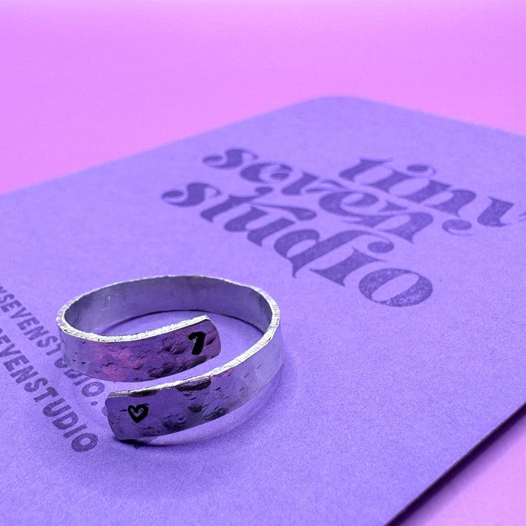 Custom Delicate Initial Silver Aluminum Wrap Ring Gift BTS Merch