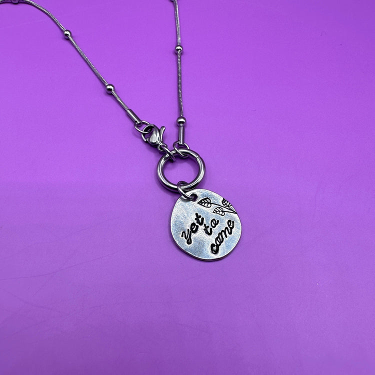 BTS Yet To Come Pewter Pebble Necklace BTS Merch Front Closure Satellite Chain ARMY Gift