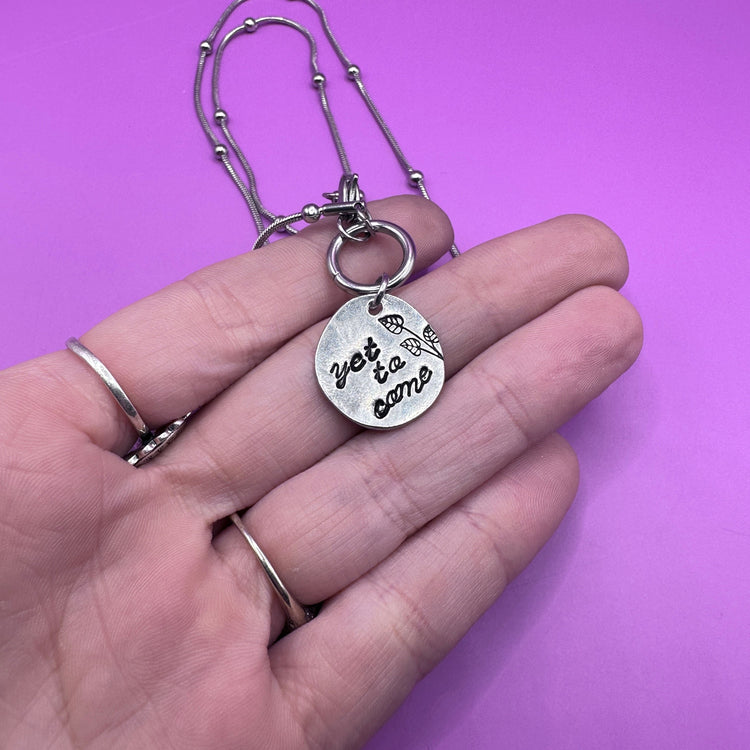 BTS Yet To Come Pewter Pebble Necklace BTS Merch Front Closure Satellite Chain ARMY Gift