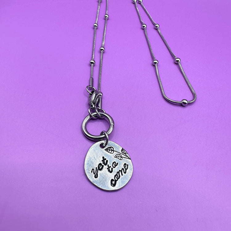 BTS Yet To Come Pewter Pebble Necklace BTS Merch Front Closure Satellite Chain ARMY Gift