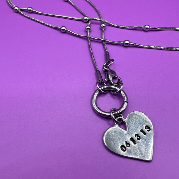 BTS Heart 061313 Necklace Front Closure Satellite Chain ARMY Gift