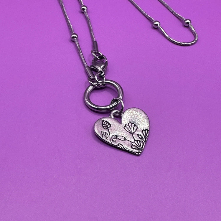 BTS Wild Flower Heart Necklace Front Closure Satellite Chain Gift BTS Merch