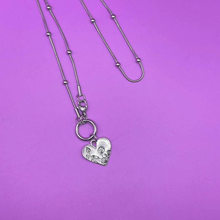 BTS Wild Flower Heart Necklace Front Closure Satellite Chain Gift BTS Merch