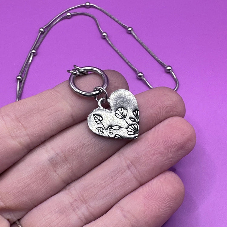 BTS Wild Flower Heart Necklace Front Closure Satellite Chain Gift BTS Merch
