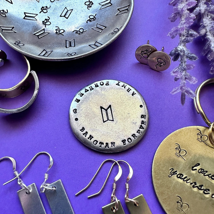 BTS Bangtan Forever ARMY Forever Pewter Pocket Pebbles, Worry Stone, Love Token ARMY Gift