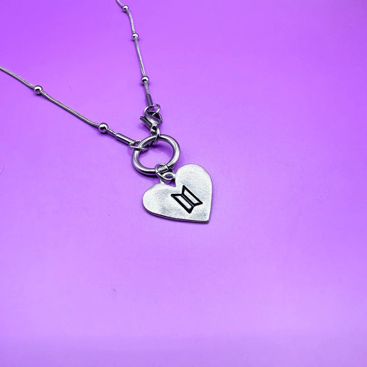 BTS Symbol Love Yourself Heart Necklace Front Closure Satellite Chain ARMY Gift