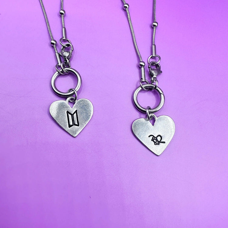 BTS Symbol Love Yourself Heart Necklace Front Closure Satellite Chain ARMY Gift