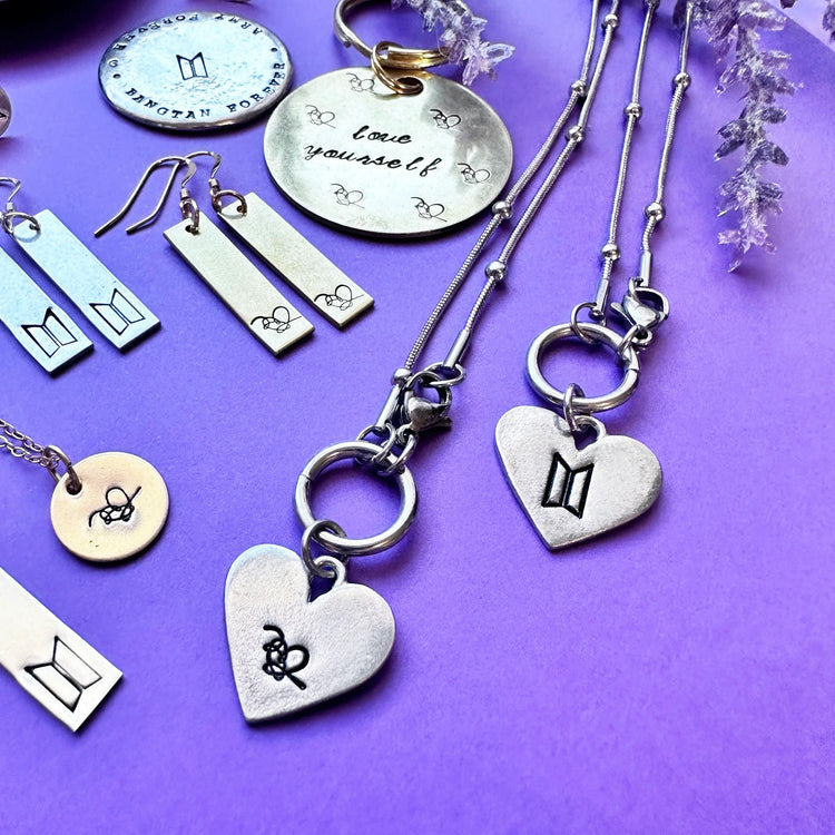 BTS Symbol Love Yourself Heart Necklace Front Closure Satellite Chain ARMY Gift