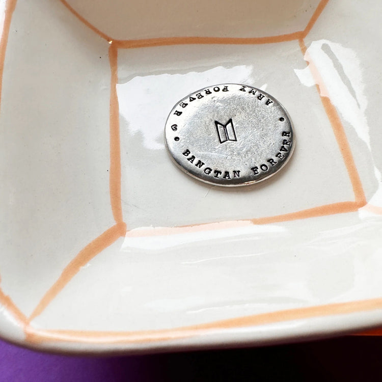 BTS Bangtan Forever ARMY Forever Pewter Pocket Pebbles, Worry Stone, Love Token ARMY Gift
