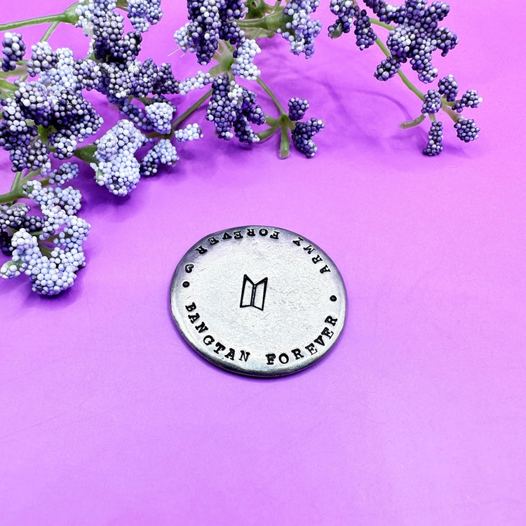 BTS Bangtan Forever ARMY Forever Pewter Pocket Pebbles, Worry Stone, Love Token ARMY Gift