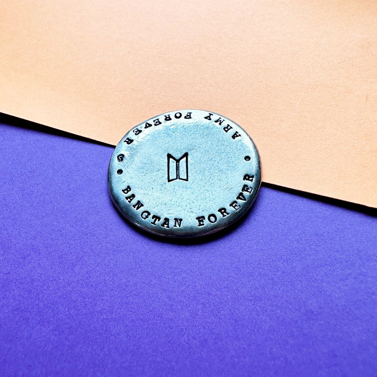 BTS Bangtan Forever ARMY Forever Pewter Pocket Pebbles, Worry Stone, Love Token ARMY Gift