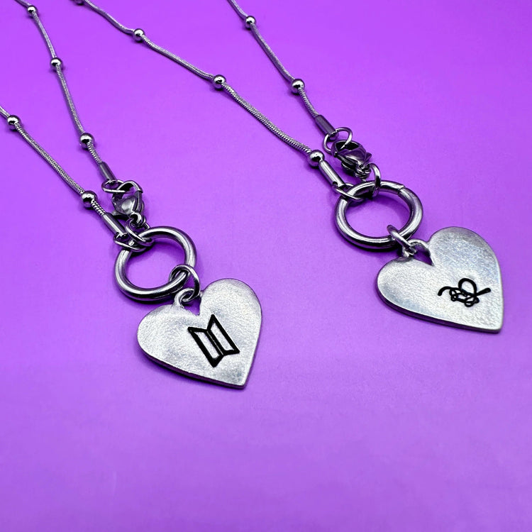 BTS Symbol Love Yourself Heart Necklace Front Closure Satellite Chain ARMY Gift