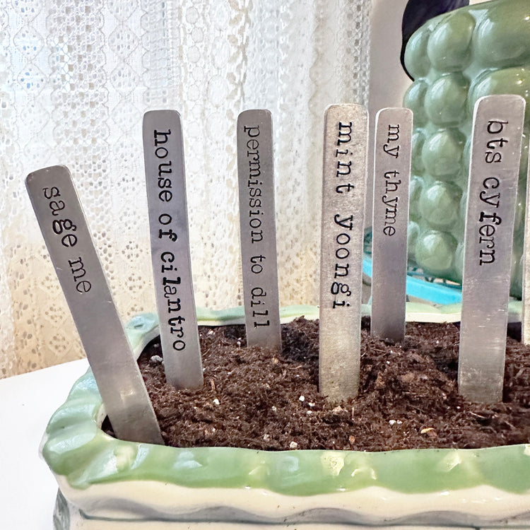 BTS Hand Stamped Plant Stake Garden Marker Funny Puns ARMY Gift