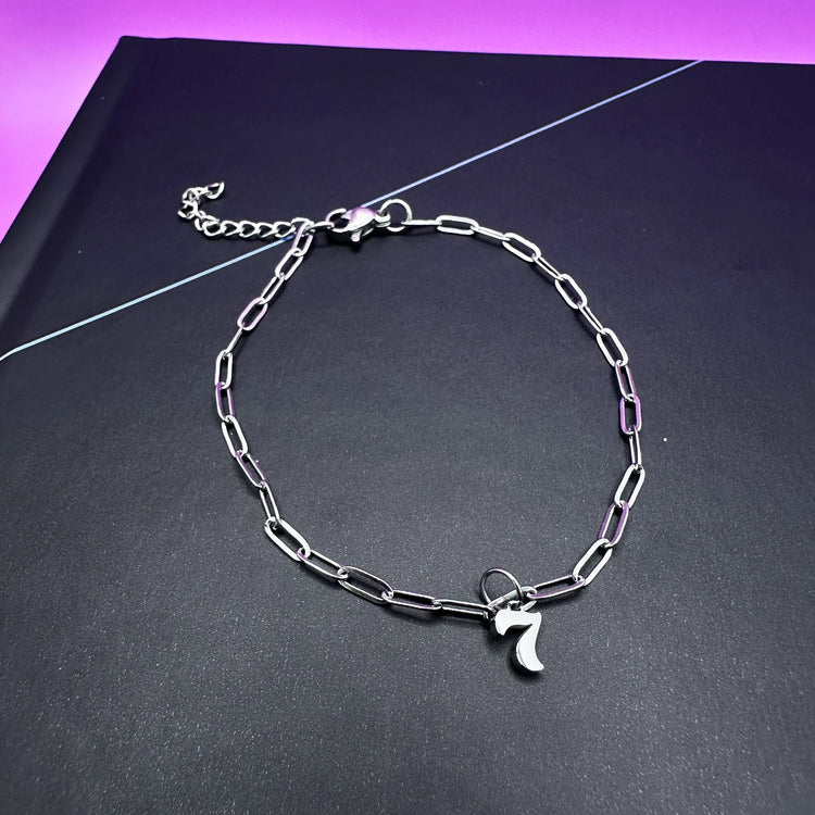 BTS ARMY Itty Bitty Tiny Seven Charm Bracelet Paperclip Chain Link Gold Silver