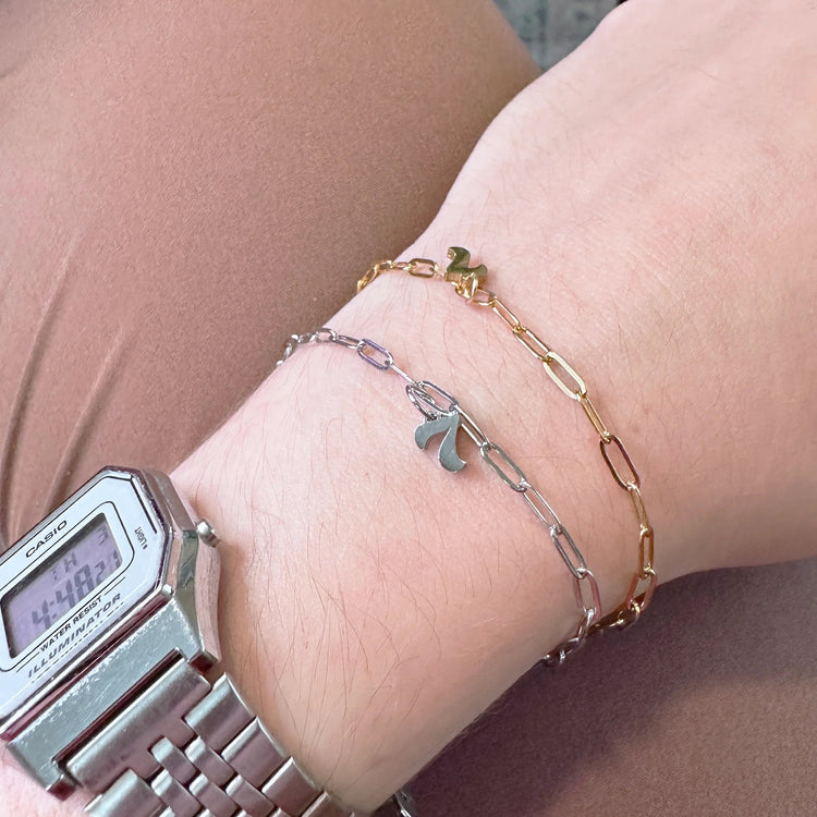 BTS ARMY Itty Bitty Tiny Seven Charm Bracelet Paperclip Chain Link Gold Silver