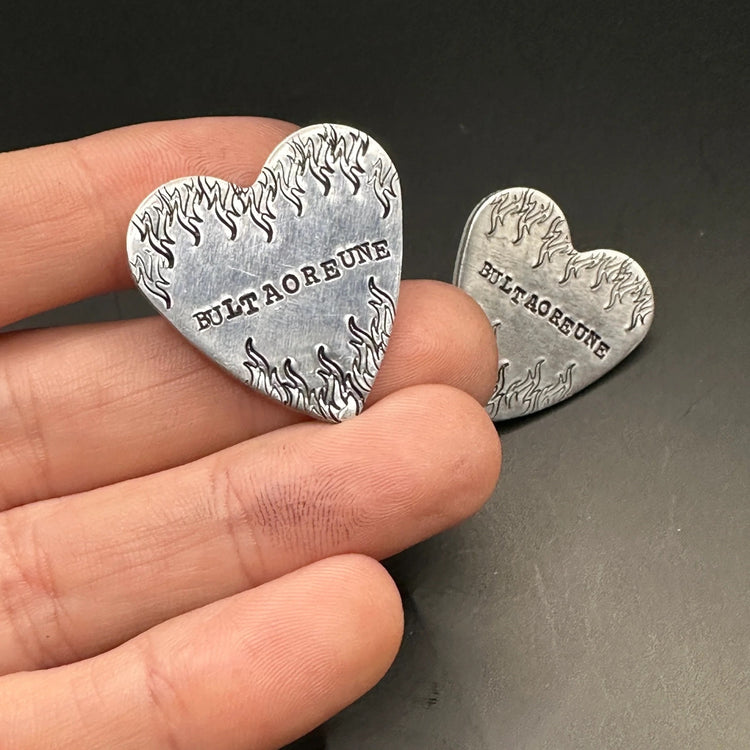 Agust D Fire Flame BULTAOREUNE Hand Stamped Pin Yoongi Suga