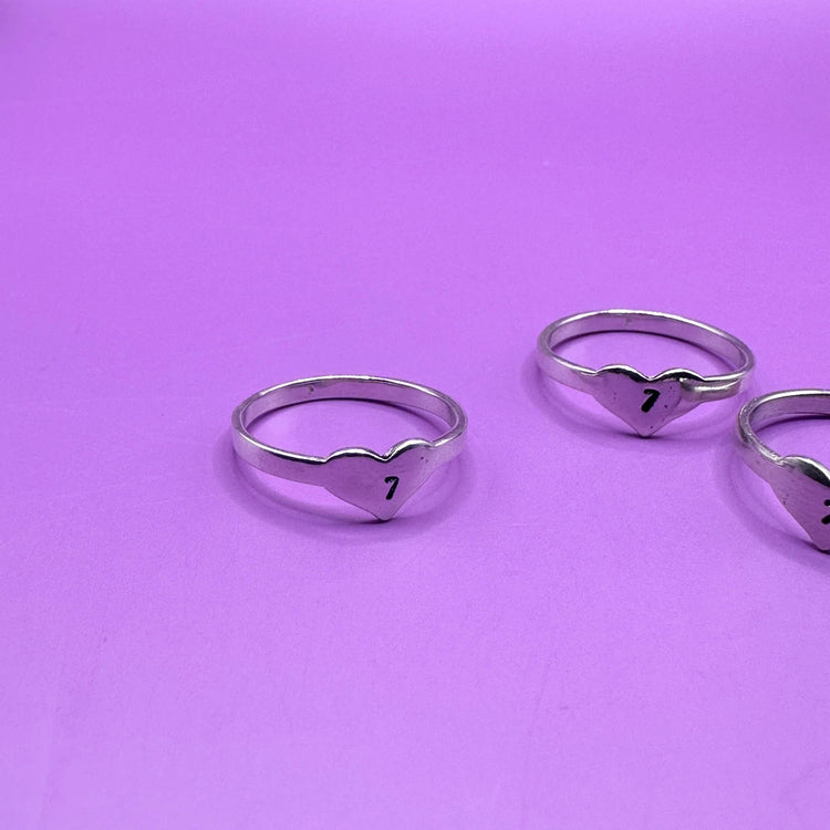 BTS ARMY Hand Stamped Sterling Silver Heart 7 Ring Tiny Seven Gift