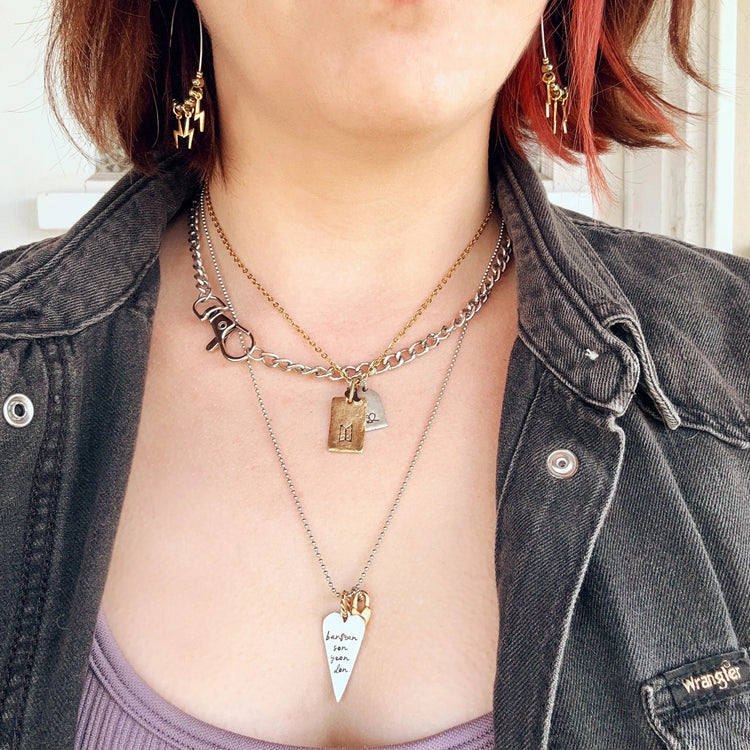 Bangtan Sonyeondon Long Heart 7 Necklace BTS Charm ARMY Gift Mixed Metal