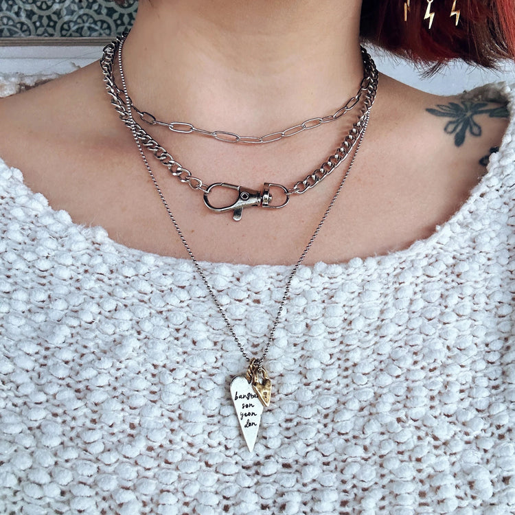 Bangtan Sonyeondon Long Heart 7 Necklace BTS Charm ARMY Gift Mixed Metal