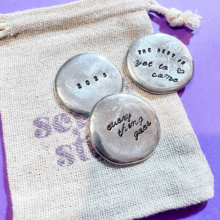 Custom Pewter Pocket Pebbles, Worry Stone, Love Token
